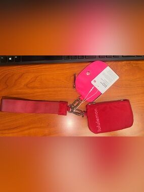 lululemon athletica Pink & Red Key Card Holder Wristlet